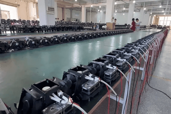 Moving Beam lights in factory